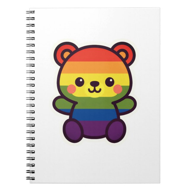 Kawaii Rainbow Teddy - A Cute LGBTQ+ Pride Plush Anteckningsbok (Framsidan)
