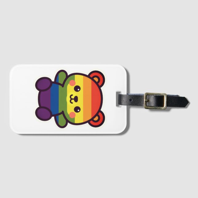 Kawaii Rainbow Teddy - A Cute LGBTQ+ Pride Plush Bagagebricka (Framsida horisontal)