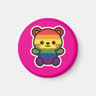 Kawaii Rainbow Teddy - A Cute LGBTQ+ Pride Plush Magnet