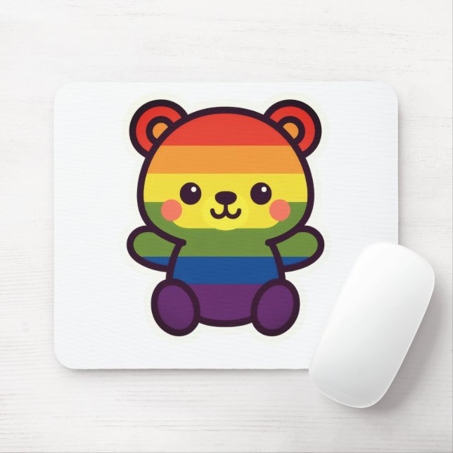Kawaii Rainbow Teddy - A Cute LGBTQ+ Pride Plush Musmatta (Med mus)