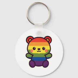 Kawaii Rainbow Teddy - A Cute LGBTQ+ Pride Plush Nyckelring