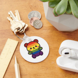 Kawaii Rainbow Teddy - A Cute LGBTQ+ Pride Plush Nyckelring