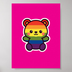 Kawaii Rainbow Teddy - A Cute LGBTQ+ Pride Plush Poster