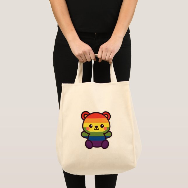 Kawaii Rainbow Teddy - A Cute LGBTQ+ Pride Plush Tygkasse (Framsida (produkt))