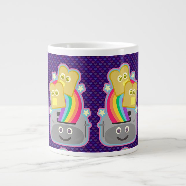Kawaii Rainbow Toast Mönster Jumbo Mugg (Framsidan)
