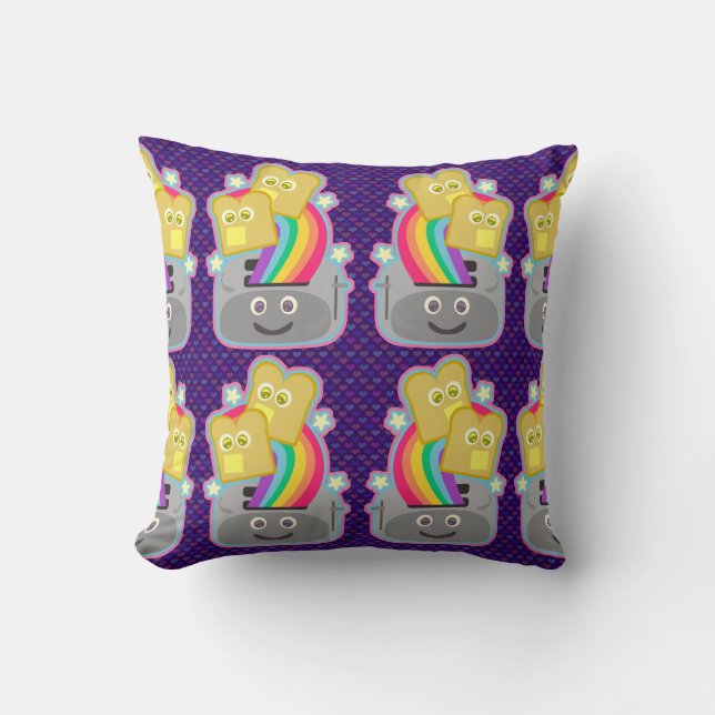 Kawaii Rainbow Toast Mönster Kudde (Framsida)