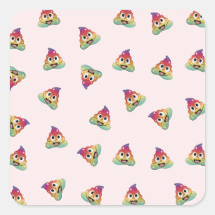 kawaii Rainbow unicorn poop emoji magic poop Fyrkantigt Klistermärke