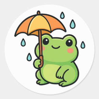 Kawaii Rainy Day Frog Sticker Runt Klistermärke