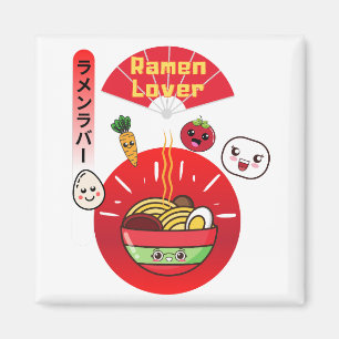KAWAII RAMEN ÄLSKARE LYCKLIG LIVSMEDEL STIL MAGNET