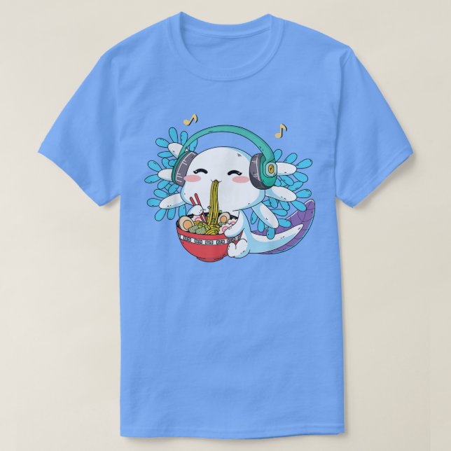 Kawaii Ramen Axolotl Shirt Tonåring japanska Ani T (Design framsida)