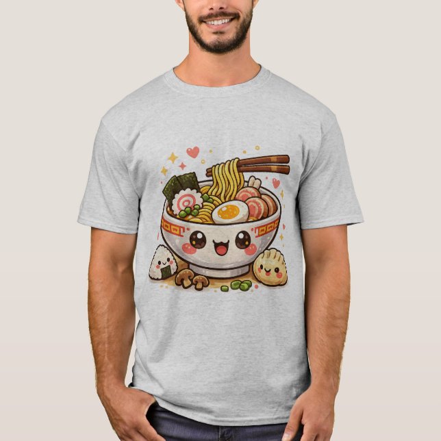 Kawaii Ramen Bowl T-Shirt (Framsida)