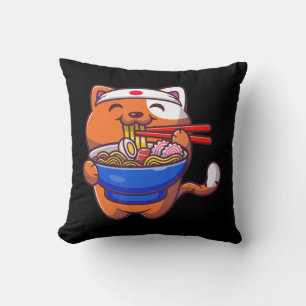 Kawaii Ramen Cat Anime Japansk Food Girls Teenage Kudde