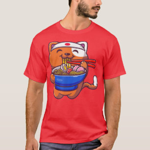 Kawaii Ramen Cat Anime Japansk Food Girls Teenage T Shirt