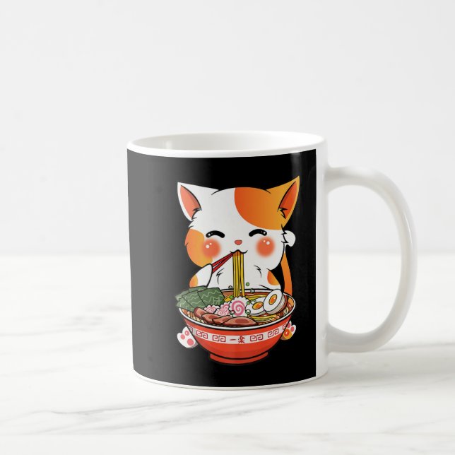 Kawaii Ramen Cat Anime Japanska Food Girls Officia Kaffemugg (Höger)