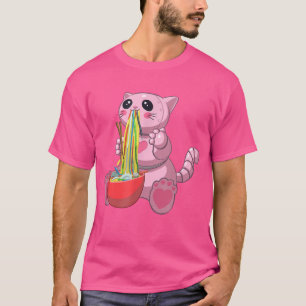 Kawaii Ramen Cat, Kawaii Mecha Robot Cat Eating Ra T Shirt
