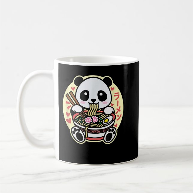 Kawaii Ramen Cute Anime Panda Japansk noodl Kaffemugg (Vänster)