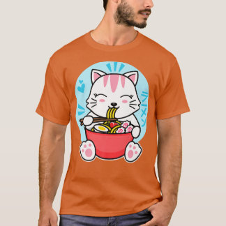 Kawaii Ramen Cute Anime White Cat Japant Instant T Shirt