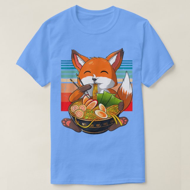 Kawaii Ramen Fox, Japanska Neko Noodle Funny Anime T Shirt (Design framsida)