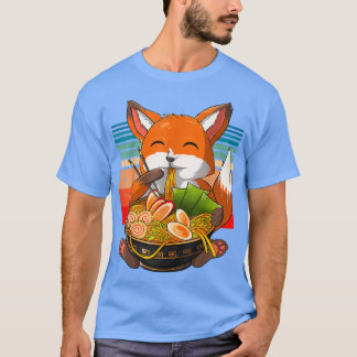 Kawaii Ramen Fox, Japanska Neko Noodle Funny Anime T Shirt