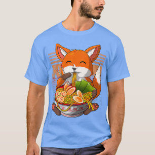 Kawaii Ramen Fox, Japanska Neko Noodle Funny Anime T Shirt