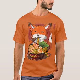 Kawaii Ramen Fox, Japanska Neko Noodle Funny Anime T Shirt
