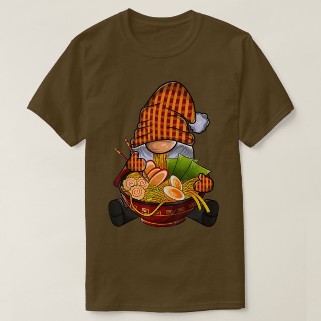 Kawaii Ramen Gnome, japansk Neko Noodle rolig Ani T Shirt (Design framsida)
