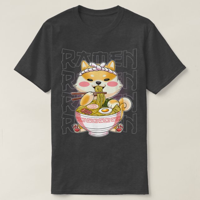 Kawaii Ramen Japansk Anime Noodles Cute Hedgehog T Shirt (Design framsida)