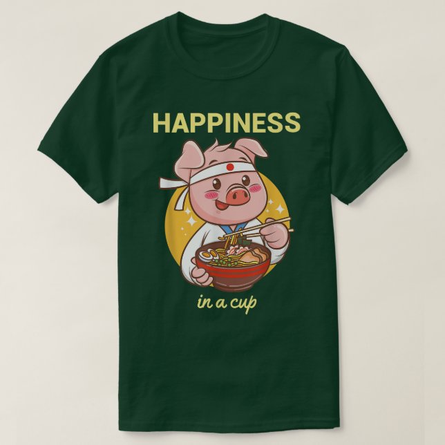 Kawaii Ramen Japansk Anime Noodles Cute Piglet No. T Shirt (Design framsida)