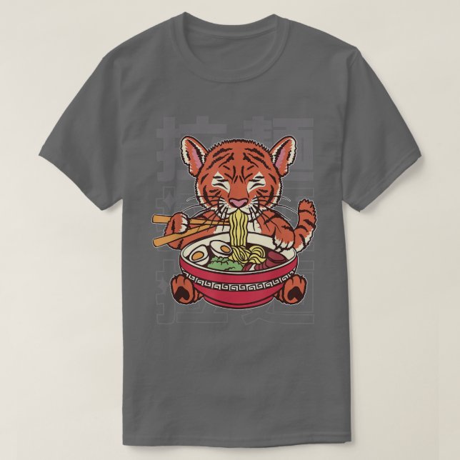 Kawaii Ramen Japansk Anime Noodles Cute Tiger Noo T Shirt (Design framsida)