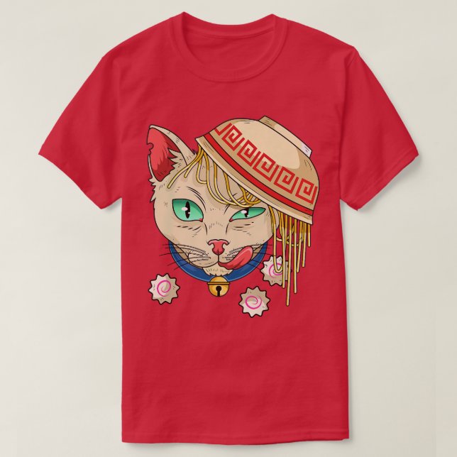 Kawaii Ramen Japansk Noodles Bowl Ramen Cat  T Shirt (Design framsida)