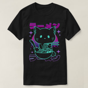 Kawaii Ramen Katt Retro Japansk Vaporwave T Shirt