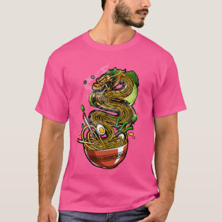 Kawaii Ramen Noodles Bowl Chopsticks Dragon Anime T Shirt