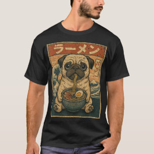Kawaii Ramen Pug Japansk noodles T Shirt