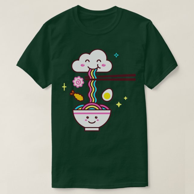 Kawaii Ramen Rainbow T Shirt (Design framsida)
