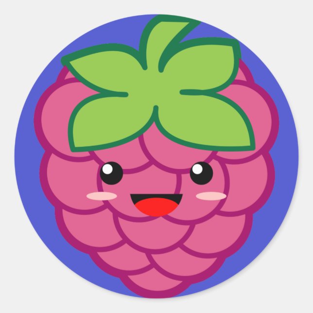 Kawaii Raspberry Runt Klistermärke (Framsida)