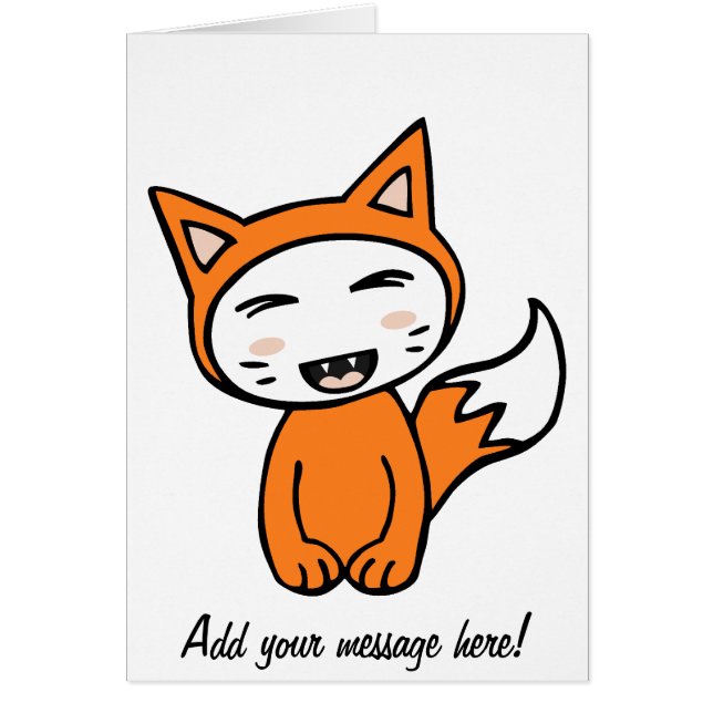 Kawaii räv hälsningskort (Framsidan)