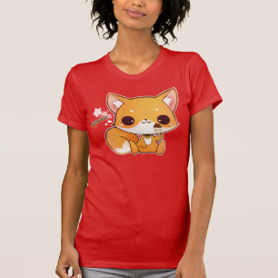 Kawaii räv med gullig glass t-shirt