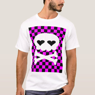 Kawaii Rave Dödskalle Rutigt Mönster Tee
