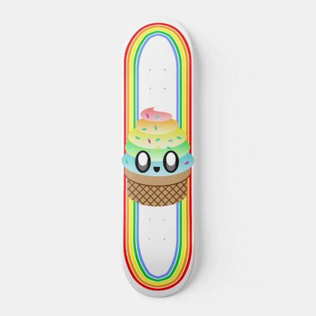 Kawaii Rave Ice Cream Cone Mini Skateboard Bräda 18,5 Cm (Framsida)