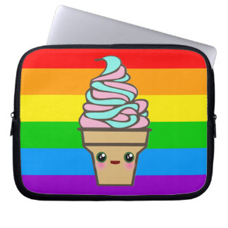 Kawaii Rave Ice Cream Cone Rainbow Laptop Fodral
