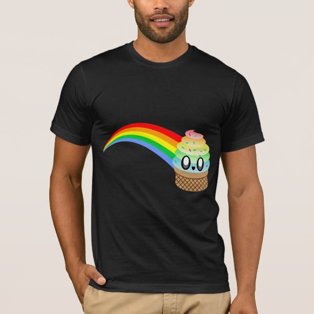 Kawaii Rave Ice Cream Cone Rainbow Tee (Framsida)