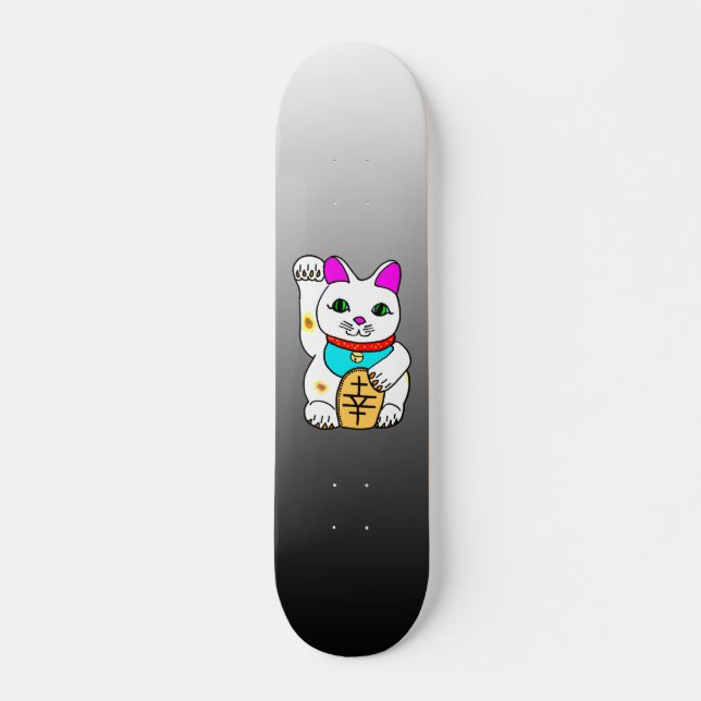 Kawaii Rave Lucky Cat Maneki Neko Mini Skateboard Bräda 18,7 Cm (Framsida)