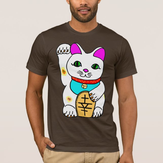 Kawaii Rave Lucky Cat Maneki Neko T-shirt (Framsida)