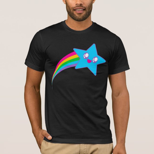 Kawaii Rave Neon Star Rainbow T Shirt (Framsida)