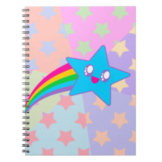 Kawaii Rave Rainbow Stars Anteckningsbok Med Spiral
