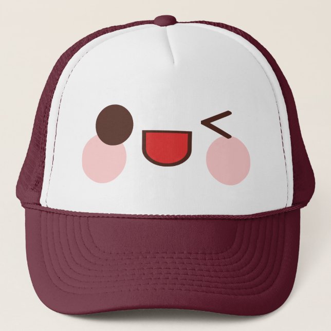 Kawaii Rave Winky Ansikte Truckerkeps (Framsida)