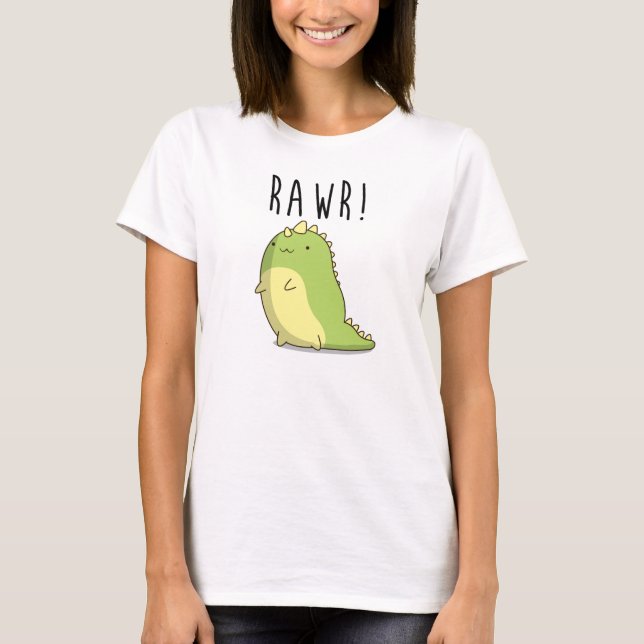 Kawaii Rawr Dinosauer T Shirt (Framsida)