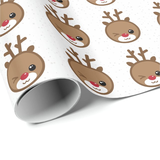 Kawaii, Red Nose Reindeer, julklapp Presentpapper (Rullad Hörn)