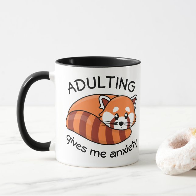 Kawaii Red Panda: Adulting ge me Oroad Mugg (Med munk)