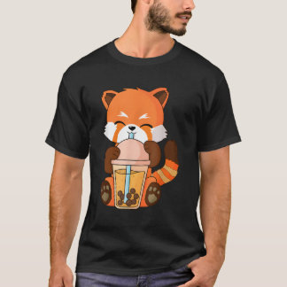 Kawaii Red Panda Boba Tea Bubble Tea Anime T Shirt